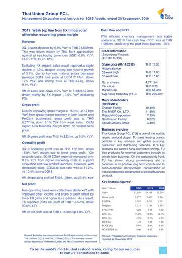 Thumbnail Thai Union Group Quarterly Report 2019-q3