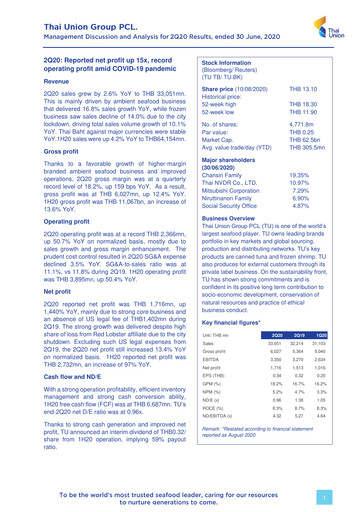 Thumbnail Thai Union Group Quarterly Report 2020-q2