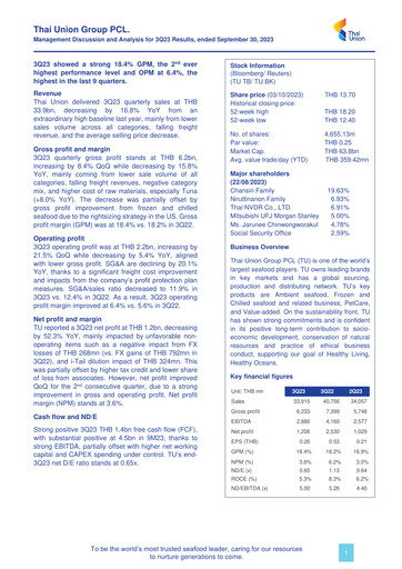 Thumbnail Thai Union Group Quarterly Report 2023-q3