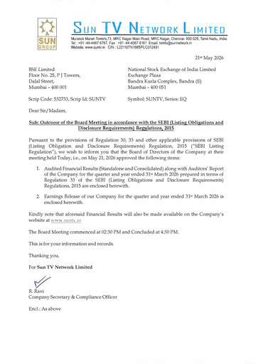 Thumbnail Sun TV Network
 Financial Statement 2025-2026