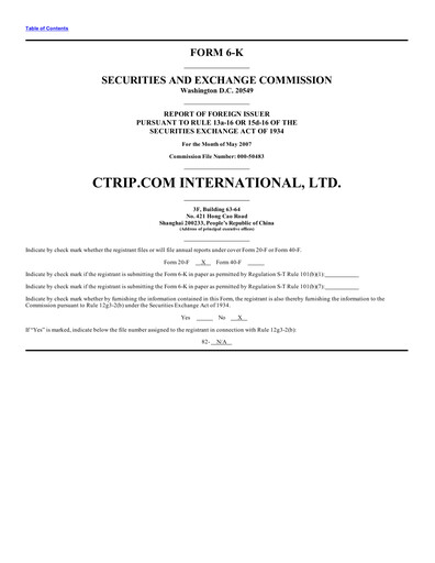 Thumbnail Trip.com Quarterly Report 2007-q1