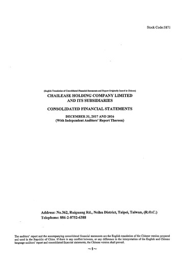 Thumbnail Chailease Holding Financial Statement 2017