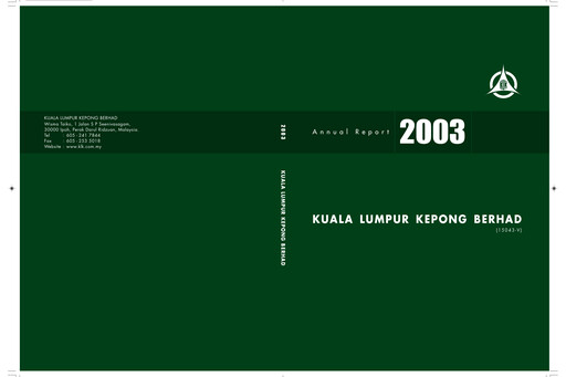 Thumbnail Kuala Lumpur Kepong Annual Report 2003