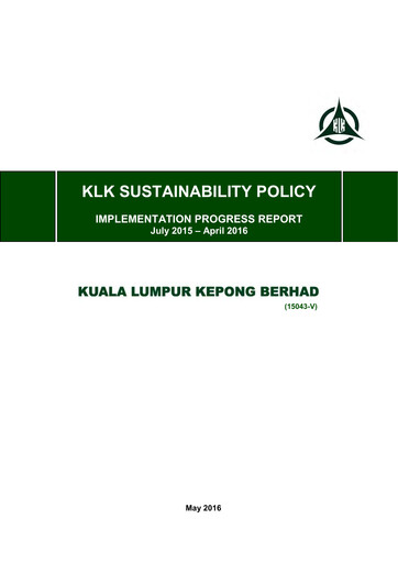 Thumbnail Kuala Lumpur Kepong Sustainability Report 2015-2016
