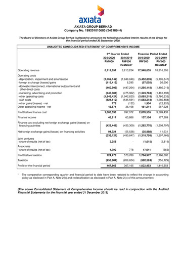 Vorschaubild Axiata Group Quartalsbericht 2020-q3