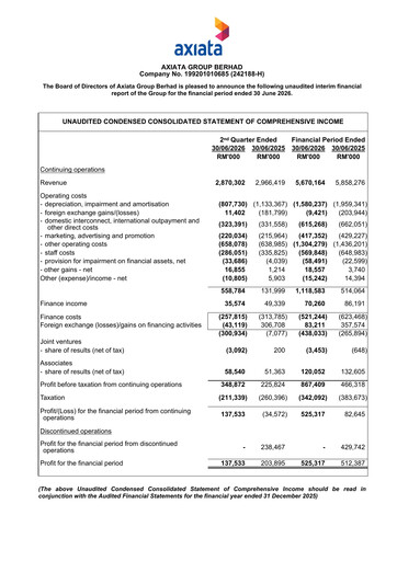 Vorschaubild Axiata Group Quartalsbericht 2026-q2