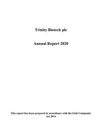 Thumbnail Trinity Biotech
 Annual Report 2020