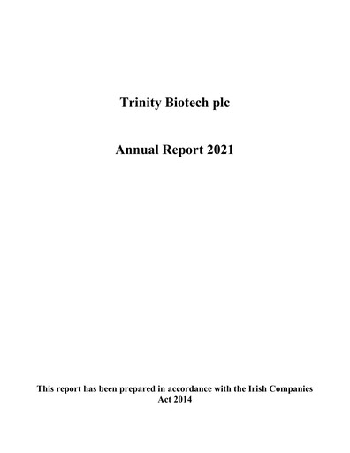 Thumbnail Trinity Biotech
 Annual Report 2021