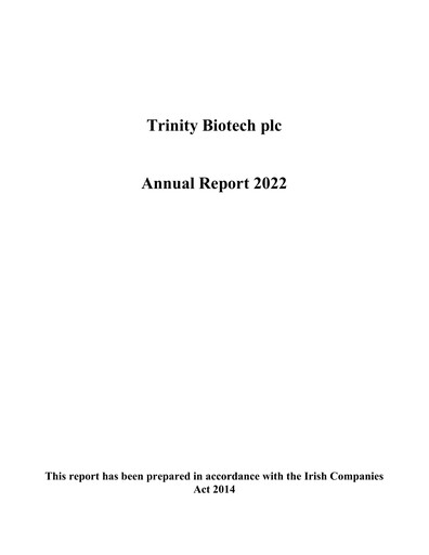 Thumbnail Trinity Biotech
 Annual Report 2022