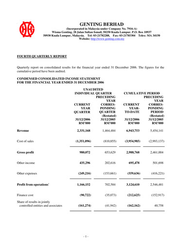 Thumbnail Genting Berhad Quarterly Report 2006-q4