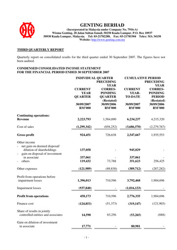 Thumbnail Genting Berhad Quarterly Report 2007-q3