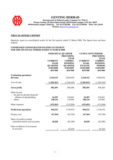 Thumbnail Genting Berhad Quarterly Report 2008-q1
