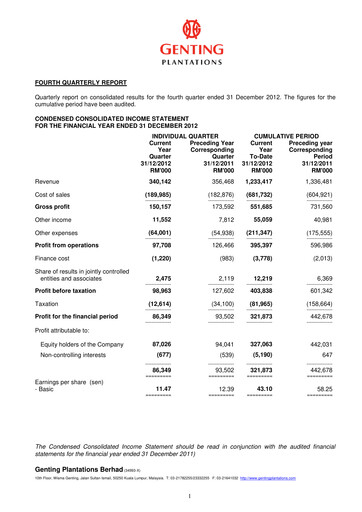 Thumbnail Genting Berhad Quarterly Report 2012-q4