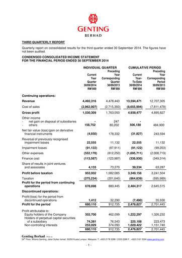 Thumbnail Genting Berhad Quarterly Report 2014-q3