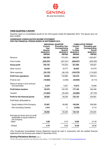 Thumbnail Genting Berhad Quarterly Report 2015-q3