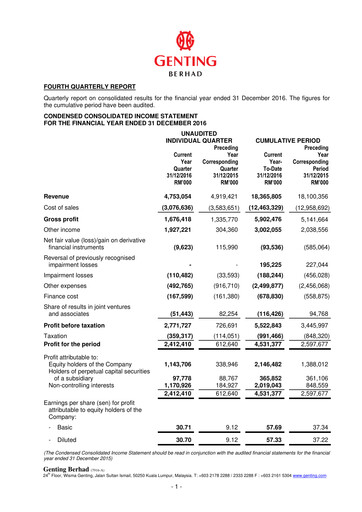 Thumbnail Genting Berhad Quarterly Report 2016-q4