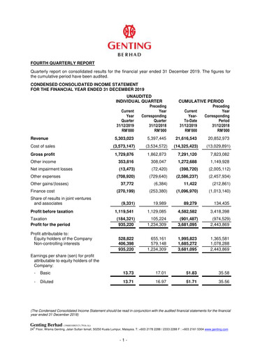 Thumbnail Genting Berhad Quarterly Report 2019-q4