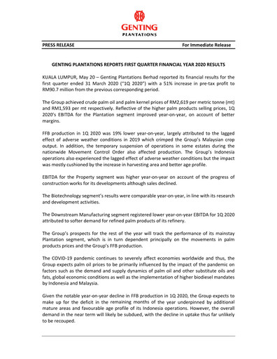 Thumbnail Genting Berhad Quarterly Report 2020-q1