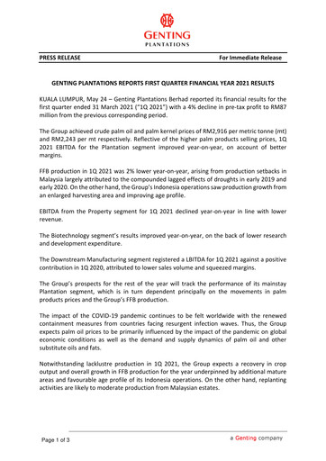 Thumbnail Genting Berhad Quarterly Report 2021-q1