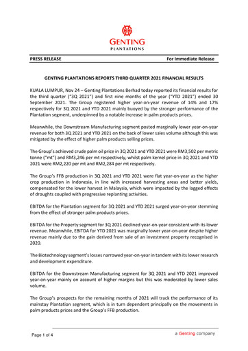 Thumbnail Genting Berhad Quarterly Report 2021-q3