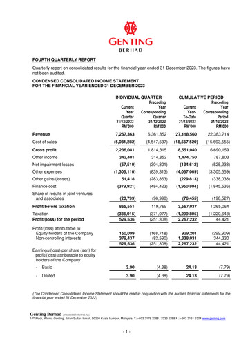 Thumbnail Genting Berhad Quarterly Report 2023-q4