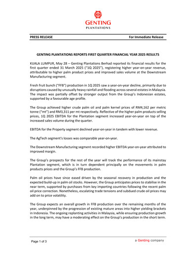 Thumbnail Genting Berhad Quarterly Report 2025-q1