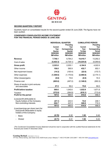 Thumbnail Genting Berhad Quarterly Report 2026-q2