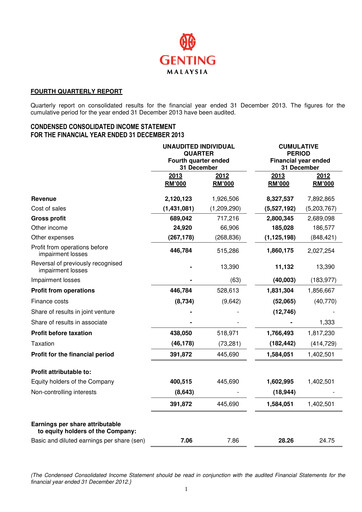 Thumbnail Genting Malaysia Berhad Quarterly Report 2013-q4
