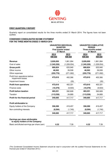 Thumbnail Genting Malaysia Berhad Quarterly Report 2014-q1