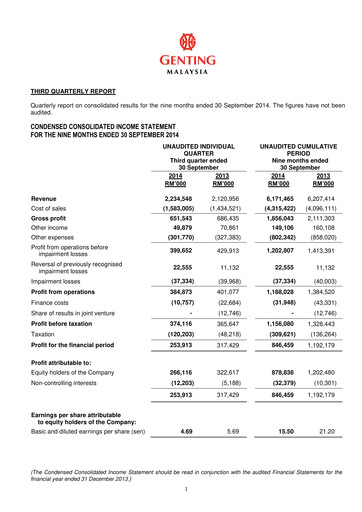 Thumbnail Genting Malaysia Berhad Quarterly Report 2014-q3
