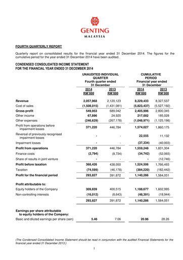 Thumbnail Genting Malaysia Berhad Quarterly Report 2014-q4