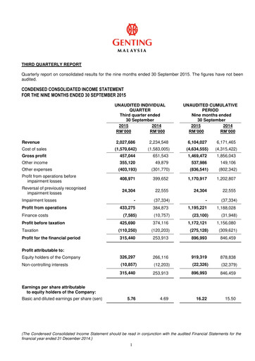 Thumbnail Genting Malaysia Berhad Quarterly Report 2015-q3