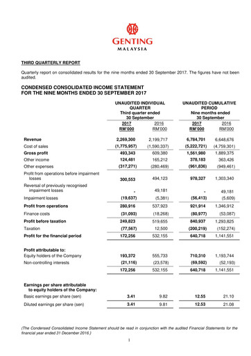 Thumbnail Genting Malaysia Berhad Quarterly Report 2017-q3
