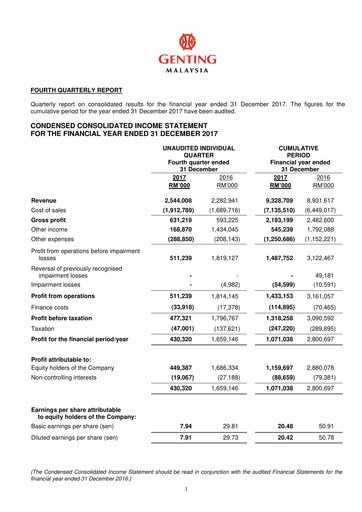 Thumbnail Genting Malaysia Berhad Quarterly Report 2017-q4