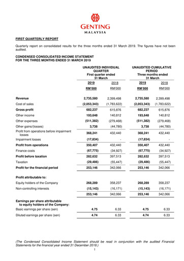 Thumbnail Genting Malaysia Berhad Quarterly Report 2019-q1