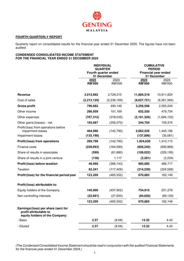 Thumbnail Genting Malaysia Berhad Quarterly Report 2025-q4