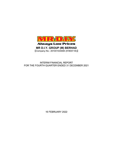 Thumbnail Mr D.I.Y. Group Quarterly Report 2021-q4