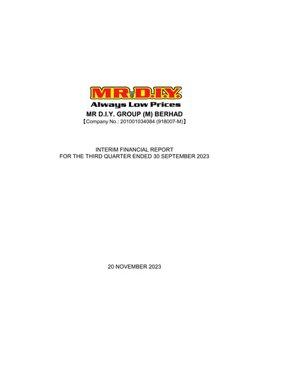 Thumbnail Mr D.I.Y. Group Quarterly Report 2023-q3
