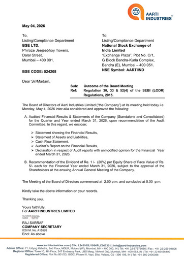 Thumbnail Aarti Industries Quarterly Report 2026-q4