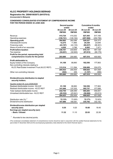 Thumbnail KLCC Property Holdings Quarterly Report 2026-q2