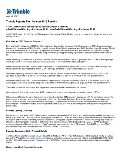 Thumbnail Trimble Quarterly Report 2015-q1