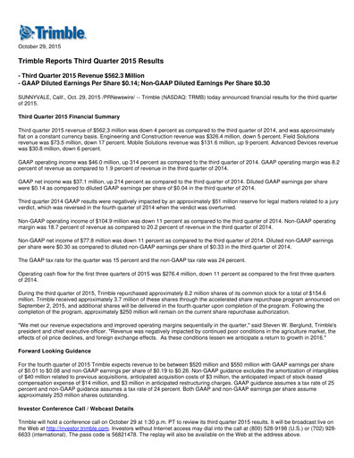 Thumbnail Trimble Quarterly Report 2015-q3