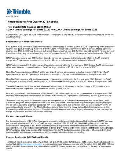 Thumbnail Trimble Quarterly Report 2016-q1