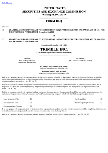 Miniature Trimble Rapport trimestriel 2018-q3