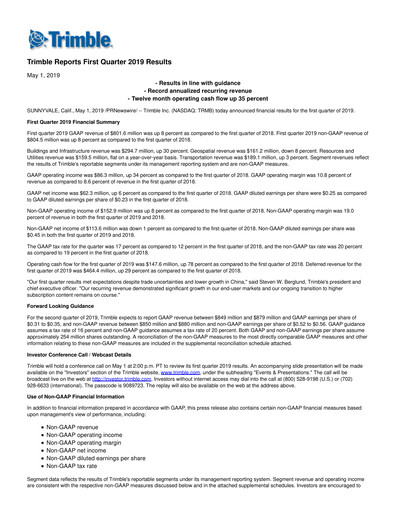 Thumbnail Trimble Quarterly Report 2019-q1