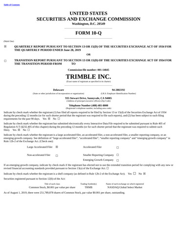 Miniature Trimble Rapport trimestriel 2019-q2