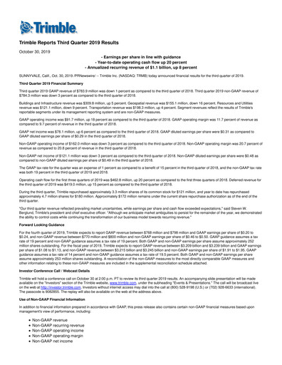 Thumbnail Trimble Quarterly Report 2019-q3