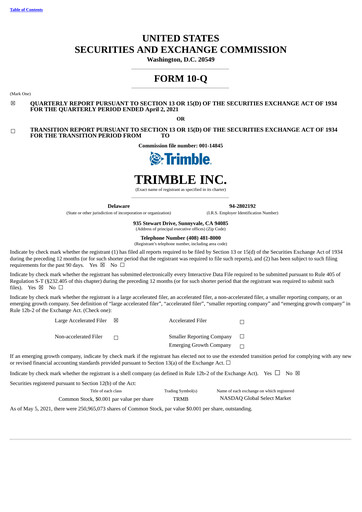 Miniature Trimble Rapport trimestriel 2021-q1