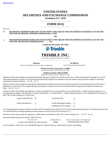 Miniature Trimble Rapport trimestriel 2021-q3
