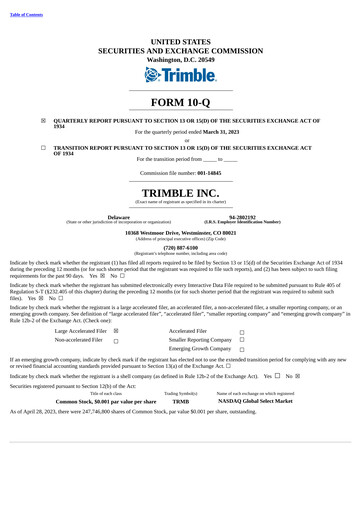 Miniature Trimble Rapport trimestriel 2023-q1
